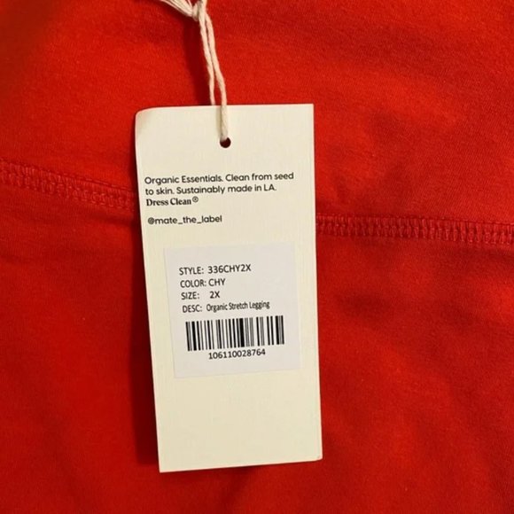 New MATE The Label Organic Stretch Cherry Red Leggings Size 2X - Picture 3 of 3